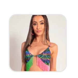 Disco Deity Rainbow High Waisted Shorts and Top + Free Cowboy hat discoEarrings